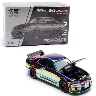 1:64 Diecast Collectibles Model Car Compatible with Nissan Skyline GT-R R33 Magic Color APAxpo 2025 Limited Edition by Pop Race Xcartoys PR640427