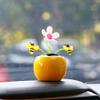 Solar Dancing Flower Automotive Ornament Swinging Animated Bee Dancer Toy Car Dashboard Decor Suncatchers Solar Apple Blossom Bobblehead Windowsill Decoration for Car Home Decor view 3