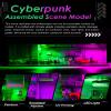 1/64 Scale Display Case Car Garage Moldel, Cyberpunk Style Acrylic Cover Diecast Car Show Case with LED Light 2 Parking Spaces for Toy Car Display and Storage (Vehicles Not Included) 01 view 3