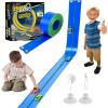 Flexible Race Track for Kids with Suction Cups, 15 Ft Flex Race Car Ramp Track Compatible with Diecast 1/64th Cars Long Rolls Up Portable Racetrack Birthday for Boys Girls Ages 3+ view 1