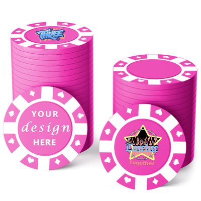 100 Custom Plastic Poker Chips,Personalized with Your Logo,Image and Text,9 Colors,Double Sided Full Color Printing,Drink Chips for Bar,Business Cards,Event/Promotional Giveaways Gifts (Rose Red)