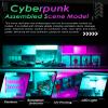 1/64 Scale Display Case Car Garage Moldel, Cyberpunk Style Acrylic Cover Diecast Car Show Case with LED Light 2 Parking Spaces for Toy Car Display and Storage (Vehicles Not Included) 05 view 3
