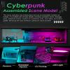1/64 Scale Display Case Car Garage Moldel, Cyberpunk Style Acrylic Cover Diecast Car Show Case with LED Light 2 Parking Spaces for Toy Car Display and Storage (Vehicles Not Included) 06 view 3