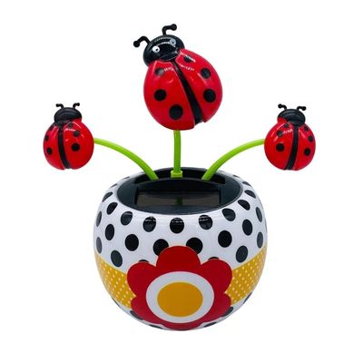 Solar Dancing Flower Automotive Ornament Swinging Dancer Toy Animated Seven-Starred Ladybug Car Dashboard Decor Suncatchers Solar Apple Blossom Bobblehead Windowsill Decoration for Car Home Decor
