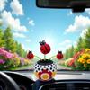 Solar Dancing Flower Automotive Ornament Swinging Dancer Toy Animated Seven-Starred Ladybug Car Dashboard Decor Suncatchers Solar Apple Blossom Bobblehead Windowsill Decoration for Car Home Decor view 3