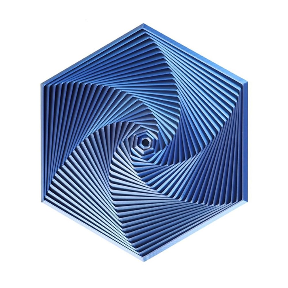 2 Pcs Fractal Fidget Hexagon 3D Printed Anti Stress Sensory Tool for Adults Mindful Meditation Tool Geometric Hexagon Spiral for Stress and Anxiety Relief Birthday Gift (Blue/Silver)