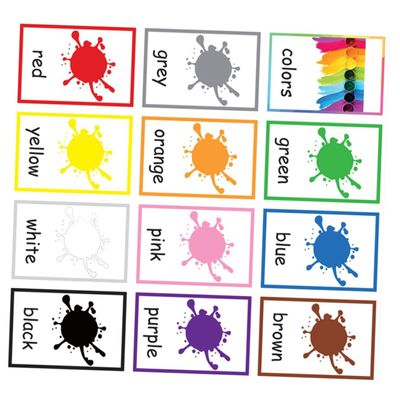 BESPORTBLE 12 Sheets Color Words Flash Cards English Cognitive Learning Cards for Early Literacy Fun Game Educational