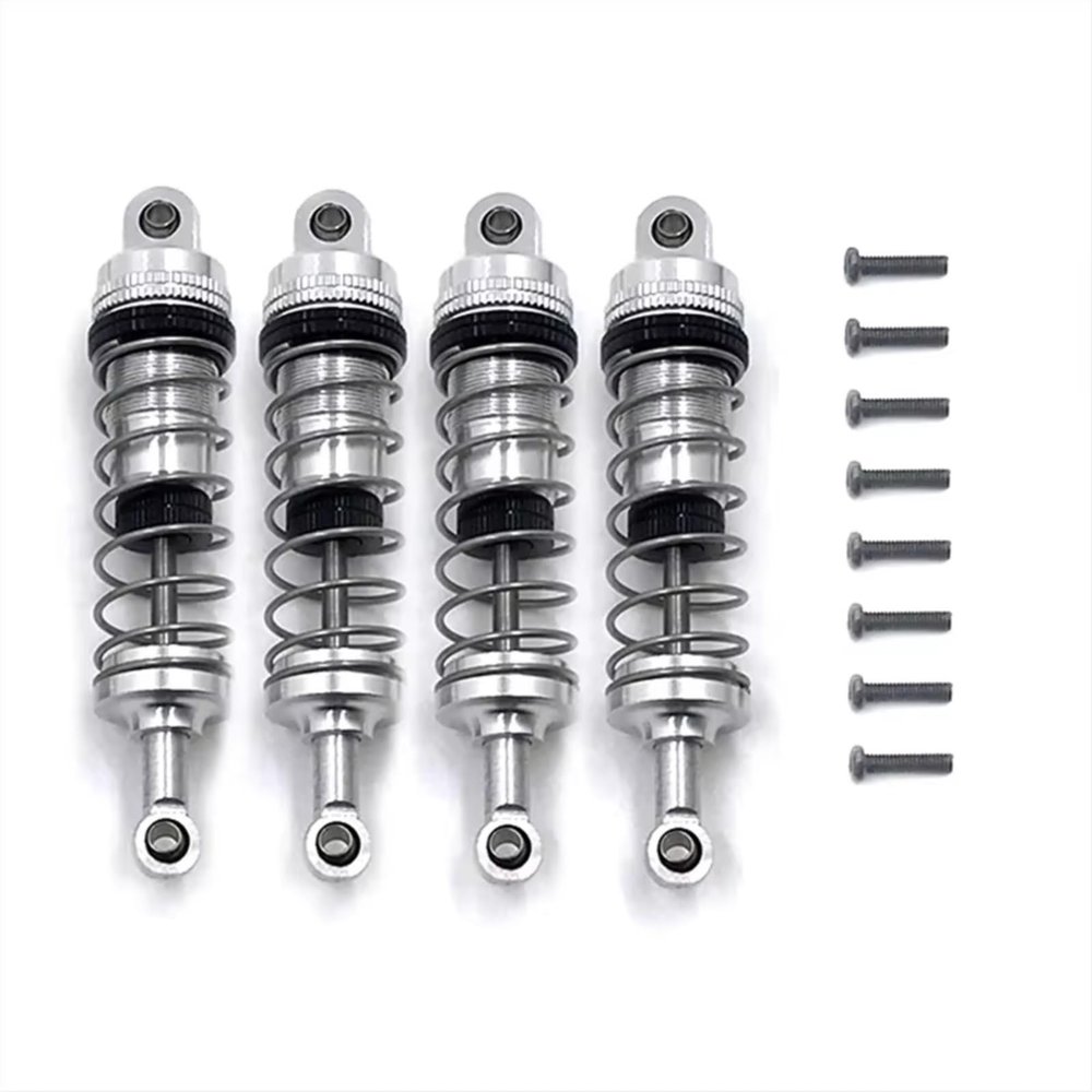 Rc Components For Wltoys 144001 144002 144010 124007 124008 124016 124017 124018 124019 4pcs Metal Shock Absorber RC Car Upgrades Part(Silver)