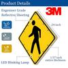 24in Solar LED Pedestrian Crossing Sign - Flashing Traffic Warning, Weatherproof Aluminum IP65 Blinking Street Sign for Safe Crosswalks view 3