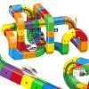 Electric Magnetic Train Track Sets,Building Toy Train TrackMagic Cars Sets,Gravity Defying 3D Embedded Layouts & Motorized Car,for 3-7 Years Old Toddler Boys and Girls Birthday (123PCS-Two Cars) view 1