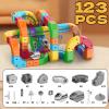 Electric Magnetic Train Track Sets,Building Toy Train TrackMagic Cars Sets,Gravity Defying 3D Embedded Layouts & Motorized Car,for 3-7 Years Old Toddler Boys and Girls Birthday (123PCS-Two Cars) view 2