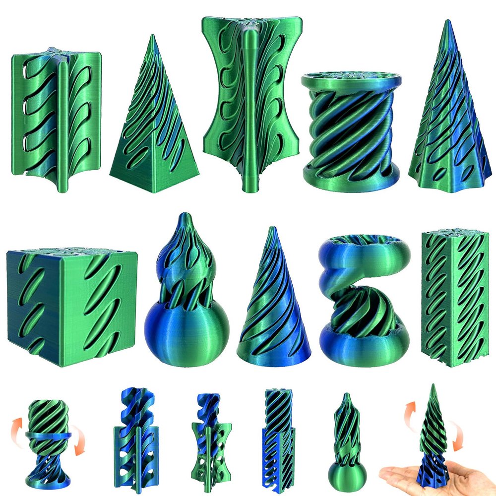 10 Pack 3D Printed Spiral Fidget Toys Set Impossible Magic Passthrough Stress Relief Toy for Anxiety Relaxing,Cuboid,Cylinder,Cone,Cube,Wave,Whirlwind,Pyramid,Gourd,Triangle,Quadrilateral(LG)