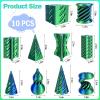 10 Pack 3D Printed Spiral Fidget Toys Set Impossible Magic Passthrough Stress Relief Toy for Anxiety Relaxing,Cuboid,Cylinder,Cone,Cube,Wave,Whirlwind,Pyramid,Gourd,Triangle,Quadrilateral(LG) view 2