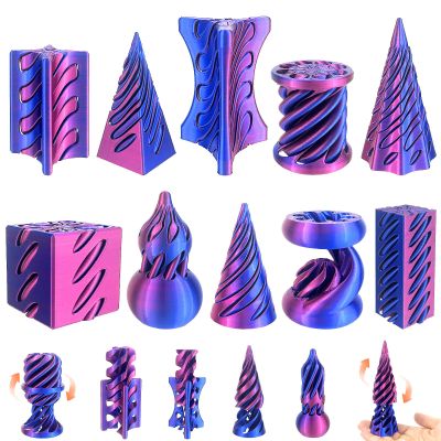 10 Pack 3D Printed Spiral Fidget Toys Set Impossible Magic Passthrough Stress Relief Toy for Anxiety Relaxing,Cuboid,Cylinder,Cone,Cube,Wave,Whirlwind,Pyramid,Gourd,Triangle,Quadrilateral(LSZ)
