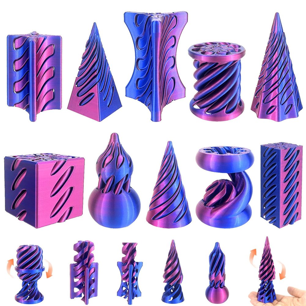 10 Pack 3D Printed Spiral Fidget Toys Set Impossible Magic Passthrough Stress Relief Toy for Anxiety Relaxing,Cuboid,Cylinder,Cone,Cube,Wave,Whirlwind,Pyramid,Gourd,Triangle,Quadrilateral(LSZ)