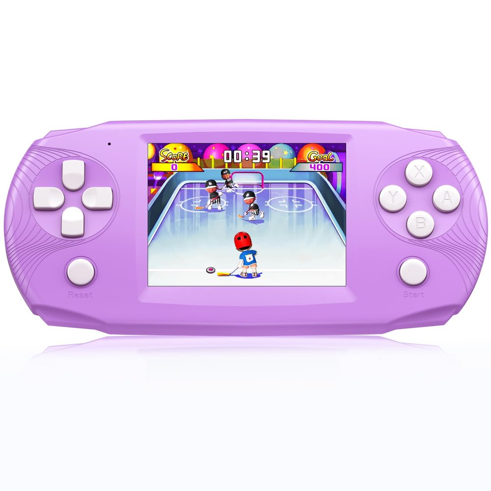 Great Boy 16 Bit Handheld Game for Kids, 3.2'' IPS Large Screen, Built-in 100 Classic Video Games, Rechargeable Gaming Player for Boys Girls, Ideal Gift for Easter Birthday Christmas (Purple)