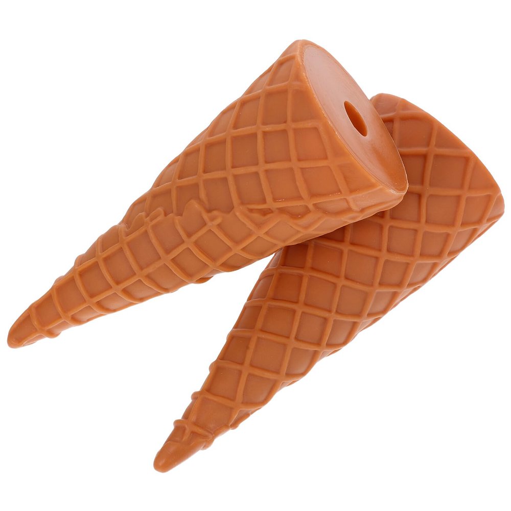 BESPORTBLE 2pc Realistic Mini Ice Cream Cone Models Waffle Simulated Dessert Props Lightweight Portable Pretend Play for Party Decoration and Dollhouse Supplies