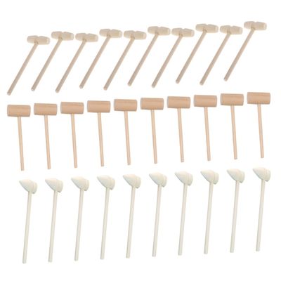 HEMOTON 30PCS Wooden Mallets for Mini Natural Wood Hammers with Smooth Polished Surface Safe Pounding Gavels for Boys and DIY Craft and Educational Play