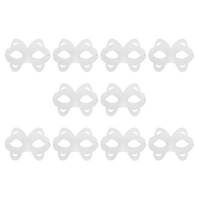 Abaodam 10pcs DIY Paper Pulp Blank Masks Half Face Unpainted White Masquerade for Party Cosplay Halloween Costume Accessories Crafting Kit