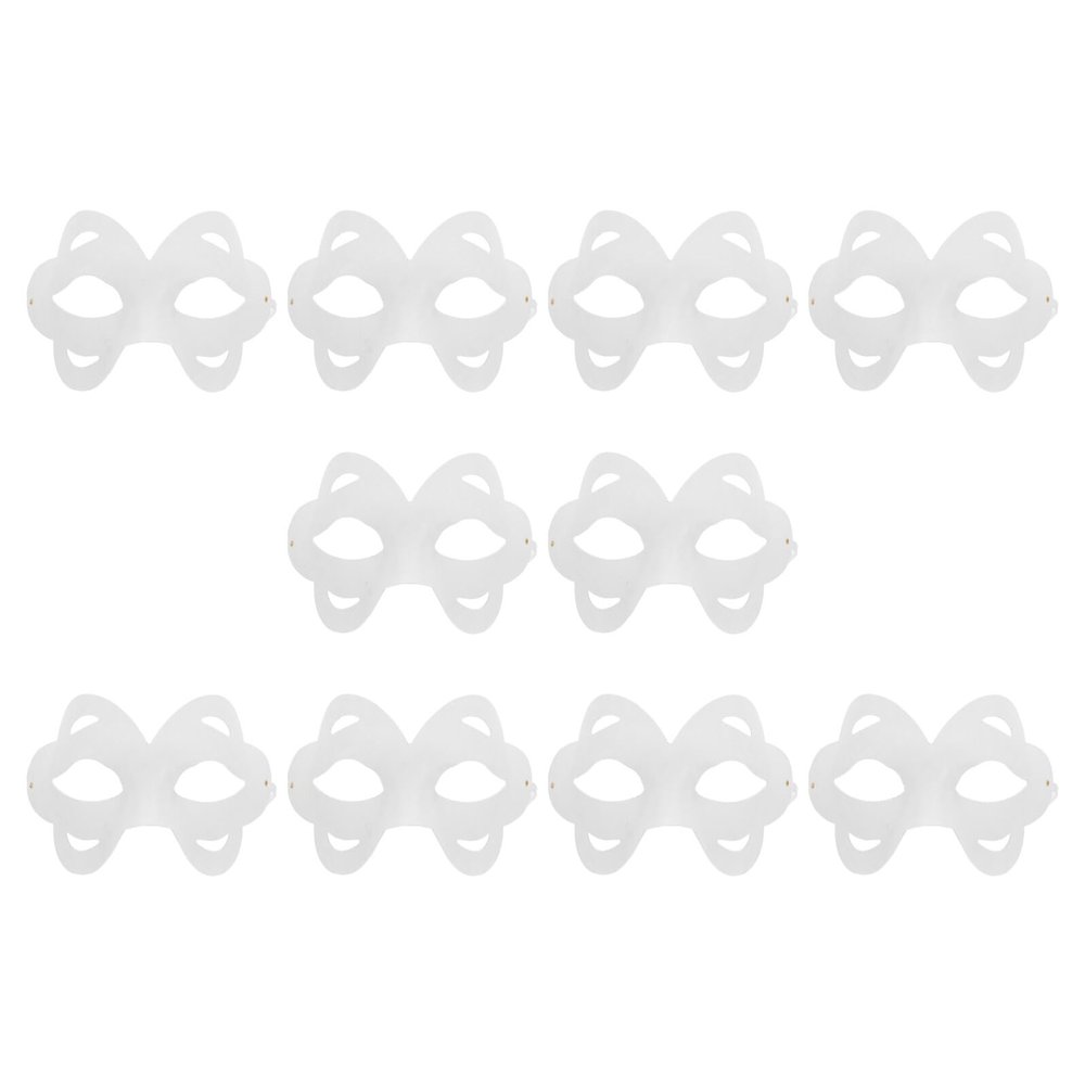 Abaodam 10pcs DIY Paper Pulp Blank Masks Half Face Unpainted White Masquerade for Party Cosplay Halloween Costume Accessories Crafting Kit