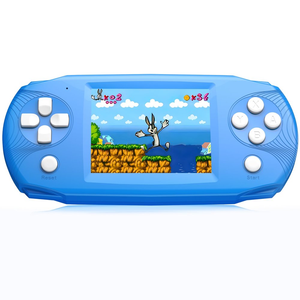 Great Boy 16 Bit Handheld Game for Kids, 3.2'' IPS Large Screen, Built-in 100 Classic Video Games, Rechargeable Gaming Player for Boys Girls, Ideal Gift for Easter Birthday Christmas (Sky Blue)