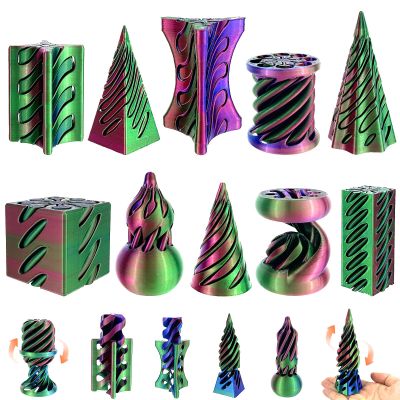 10 Pack 3D Printed Spiral Fidget Toys Set Impossible Magic Passthrough Stress Relief Toy for Anxiety Relaxing,Cuboid,Cylinder,Cone,Cube,Wave,Whirlwind,Pyramid,Gourd,Triangle,Quadrilateral(HLL)