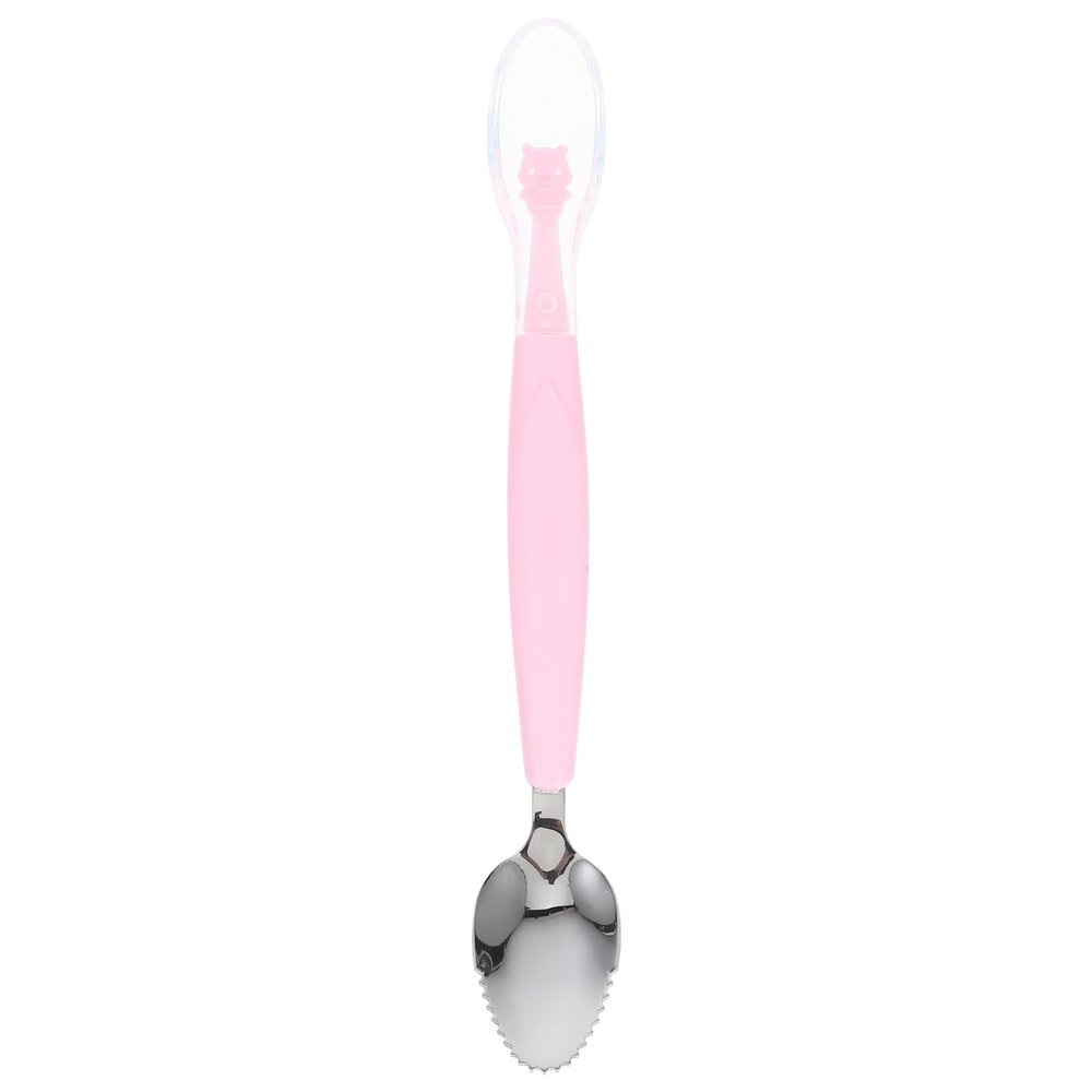 HAMPPLIES Silicone Spoon with Storage Box Soft-tip Tableware for Fruit and Food Scraping Gentle Gums and Flexible Supplies for Self-feeding