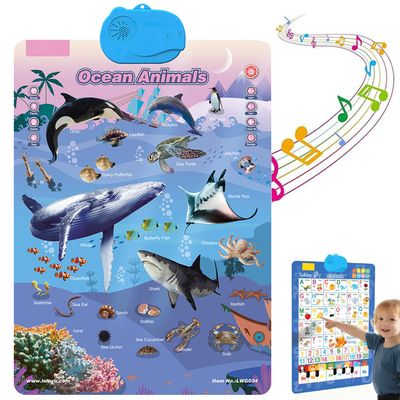 2025 New Talking Wall Chart for Kids  English & Spanish Learning Poster with Songs, ABCs, Numbers, Animal Words & Piano, Electronic Alphabet Wall Chart for Toddler 1-6 Year Old (Ocean)