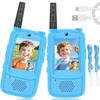 Video Walkie Talkies for Kids, 2 Pack Rechargeable Kids Walkie Talkies Long Range Outdoor Christmas Birthday Toddler Toys Gifts for 3-12 Year Old Boys Girls for Outside, Camping, Travel, Hiking, Blue view 1