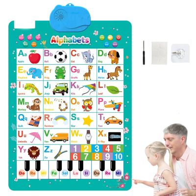2025 New Talking Wall Chart for Kids  English & Spanish Learning Poster with Songs, ABCs, Numbers, Animal Words & Piano (#A)
