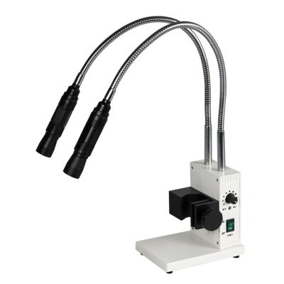 20W Fiber Optic Microscope Illuminator, 6000K Dual Gooseneck LED Lights Source, Adjustable Brightness/Aperture Size, for Industrial Stereo Microscope Camera, PCB Repair, Soldering