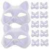 BESPORTBLE 12pcs DIY Paintable Cat Half Masks for Halloween Party Blank Pulp Craft Masks Safe Premium Paper Material Use Masquerade Props for Creative Face Painting and Costume Decoration view 1