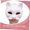 BESPORTBLE 12pcs DIY Paintable Cat Half Masks for Halloween Party Blank Pulp Craft Masks Safe Premium Paper Material Use Masquerade Props for Creative Face Painting and Costume Decoration view 2