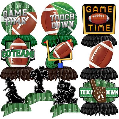 10 Pieces Football Honeycomb Centerpieces  Game Time Table Decorations with Football, Player, Goalpost, and Touchdown Signs for Game Day Parties and Sports-Themed Events