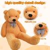 47"/55" Bow Tie Giant Teddy Bear,Large Big Teddy Bear Plush, Lifesize Stuffed Animals,Large Stuffed Bear Plush Toys for Kid Christmas Birthday,Baby Shower, Birthday, Valentine Gift Light Brown 140cm view 3