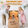 47"/55" Bow Tie Giant Teddy Bear,Large Big Teddy Bear Plush, Lifesize Stuffed Animals,Large Stuffed Bear Plush Toys for Kid Christmas Birthday,Baby Shower, Birthday, Valentine Gift Light Brown 140cm view 4