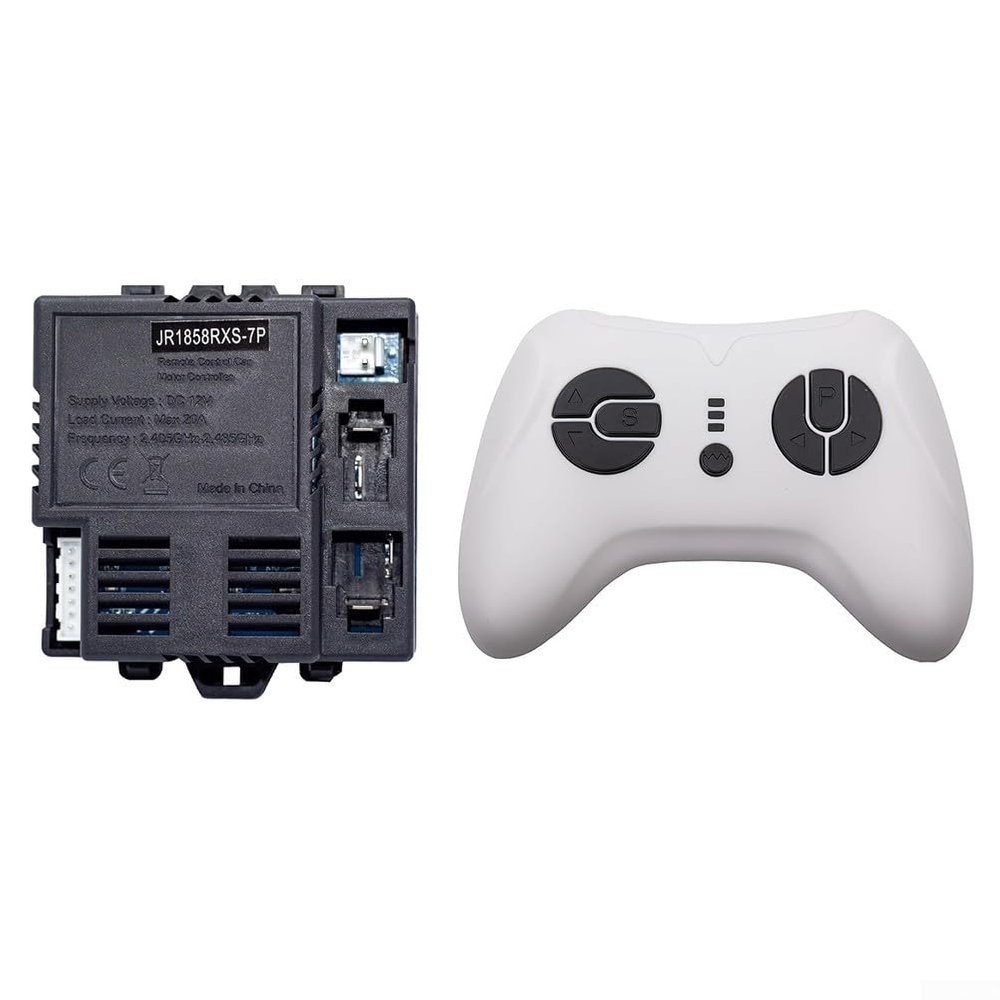JR1858RXS-7P 12V 2.4G Receiver and Remote Control Kit for Childrens Electric Ride-On Cars, Soft Start Safety Feature, Compatible for Standard Four-Wheel Drive Electric Toy Vehicle(Full set)