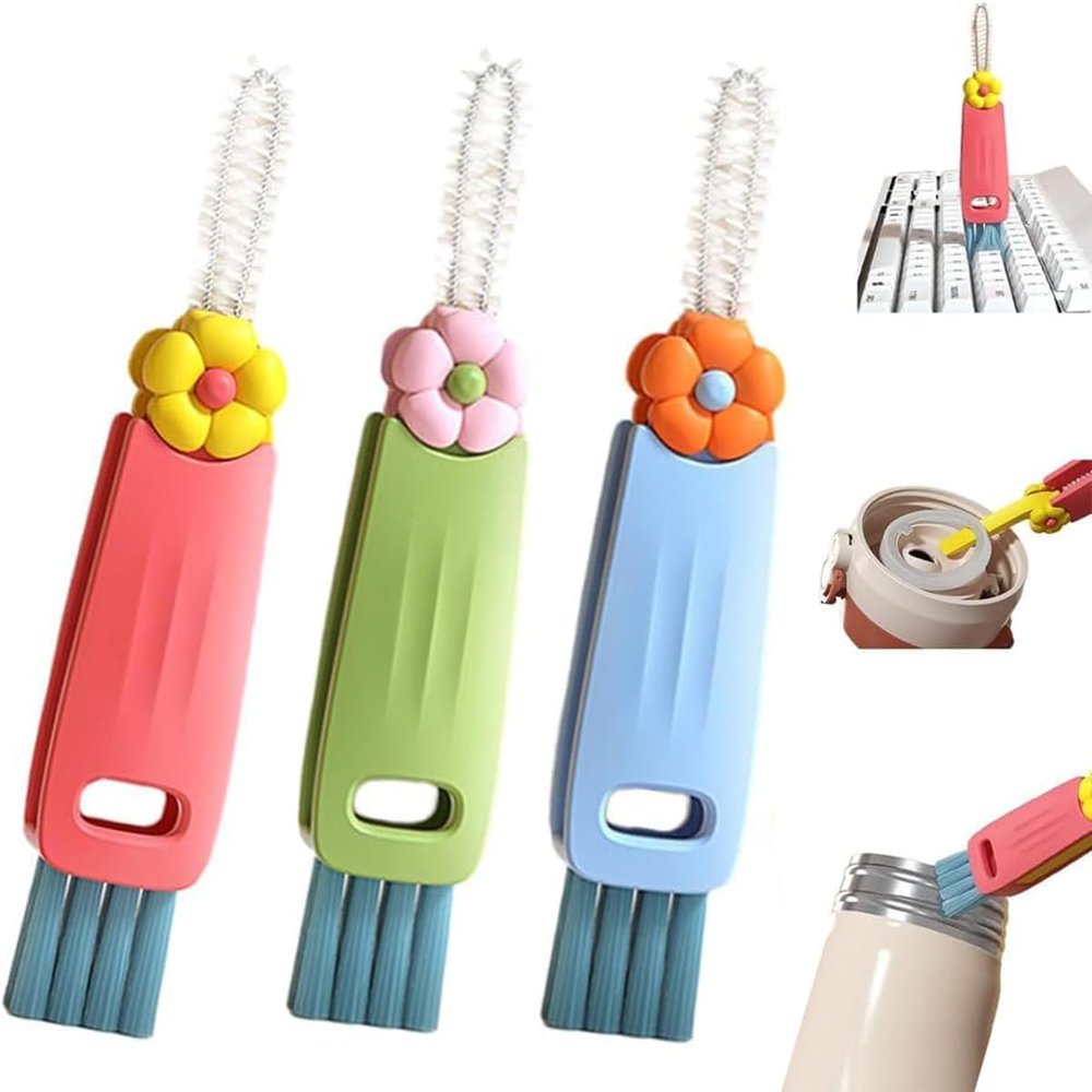 2026 New 3 in 1 Cup Lid Cleaning Brush, 3PCS Multifunctional Crevice Portable Cup Lid Cleaning Brushes, Crevice Cleaning Brush for All Type Bottle Gap Tight Spaces Cup
