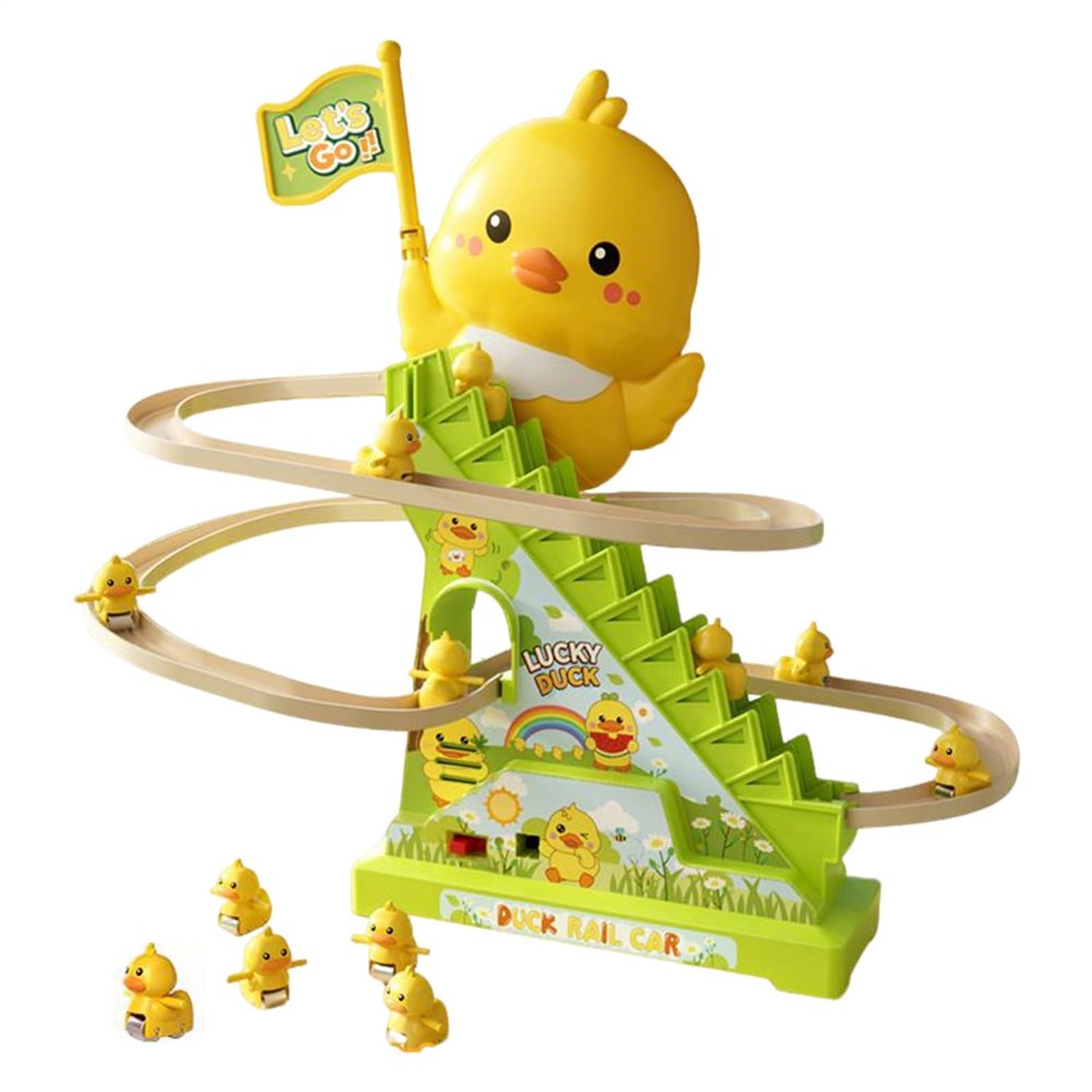 Duck Climbing Toy - Electric 12 Duck Climbing Stairs Toy | Interactive Ducks Toys Improves Hand Eye Coordination with Music for Children Boys Girls and Kids Learning Fun