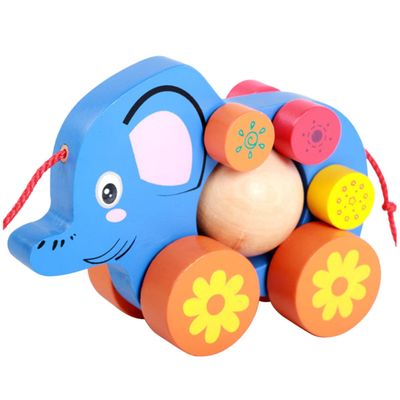 SUPVOX Creative Cartoon Elephant Pulling Cart Car Funny Walker for Promotes Practical Skills Observation and Interaction