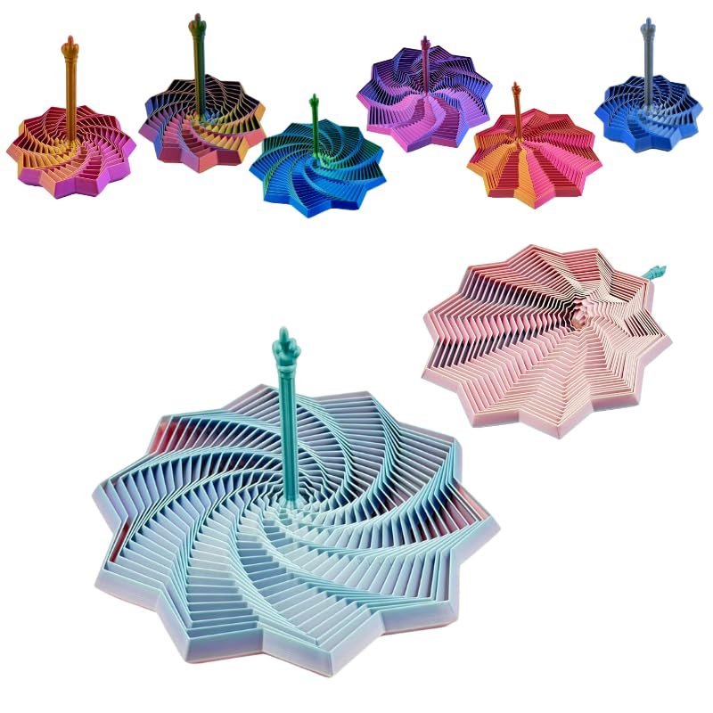 3D Printed Fidget Star Toy, Transformable Stress Relief Finger Toy with Knob Handle for Adults & Kids, 10.6cm Anti-Anxiety Sensory Play Middle Finger Handle (Rainbow Random, 3.5in)