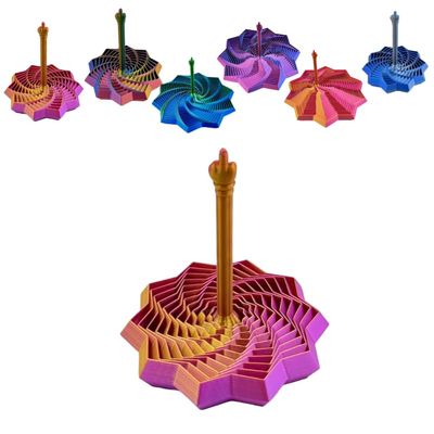 3D Printed Fidget Star Toy, Transformable Stress Relief Finger Toy with Knob Handle for Adults & Kids, 10.6cm Anti-Anxiety Sensory Play Middle Finger Handle (Purple Gold, 6.9in)