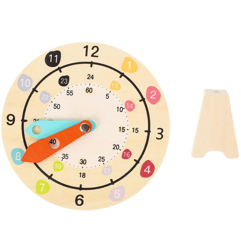 Hemoton Multicolor Wooden Teaching Clock for Educational Learning Model with Shapes Safe Sturdy Material Early Cognitive Development Tool for Boys and Classroom Play