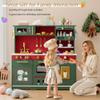 Callales 35.8" Play Kitchen Set for Kids, Toddler Toy Kitchen, 23 in 1 Wooden Kitchen Playset with Toy Food and Cookware Accessories, Gift for Ages 3+ Girls Boys, Christmas Green view 3