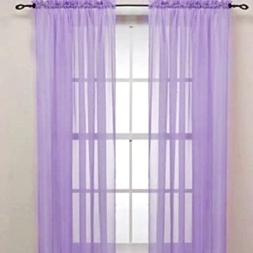 Iuokuby Simple Solid Liner Semi Sheer Curtains Gauze Tulle Fabric for Living Kids Baby Room Bedroom(1 Panel, W 100 x L 102 inch, Purple)