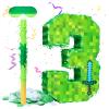 16 Inch Number 3 Pixel Piata Kit with Stick, Blindfold, Confetti for Boys Girls Birthday Parties Decorations, Interactive Kids Party Supplies, Easy to Stuff and Display (MinC-A3th) view 1