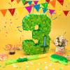 16 Inch Number 3 Pixel Piata Kit with Stick, Blindfold, Confetti for Boys Girls Birthday Parties Decorations, Interactive Kids Party Supplies, Easy to Stuff and Display (MinC-A3th) view 3