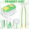 Halloscume 4 Sets Bug Catcher for Kids Students Insect Catching Kit Collector Bug Box with House, Butterfly Net, Tweezer, Cage Habitats Container Collection Explorer Gift (Pink,Green) view 2