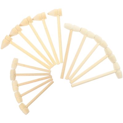 DECHOUS 15pcs Wooden Mallet Mini Wooden Hammers Educational for Solid Wood Hammer for Birthday and Hand-eye Coordination Development