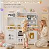 Callales 35.8" Play Kitchen Set for Kids, Toddler Toy Kitchen, 23 in 1 Wooden Kids Kitchen Playset with Toy Food and Cookware Accessories, Gift for Ages 3+ Girls Boys, White & Gold view 3